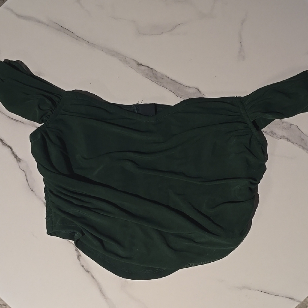 SHEIN Green Ruched Bustier Sleeveless Top